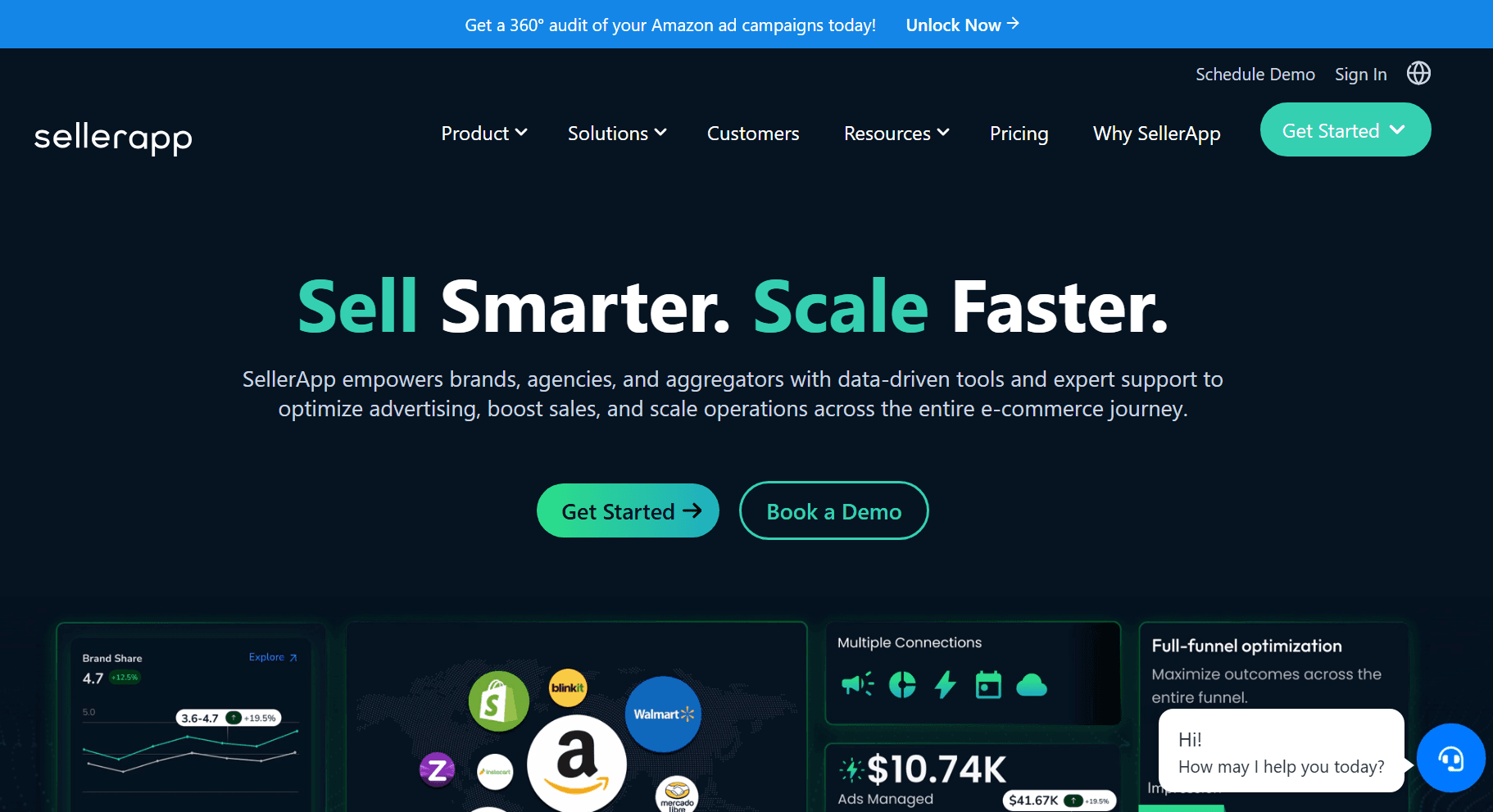 SellerApp homepage