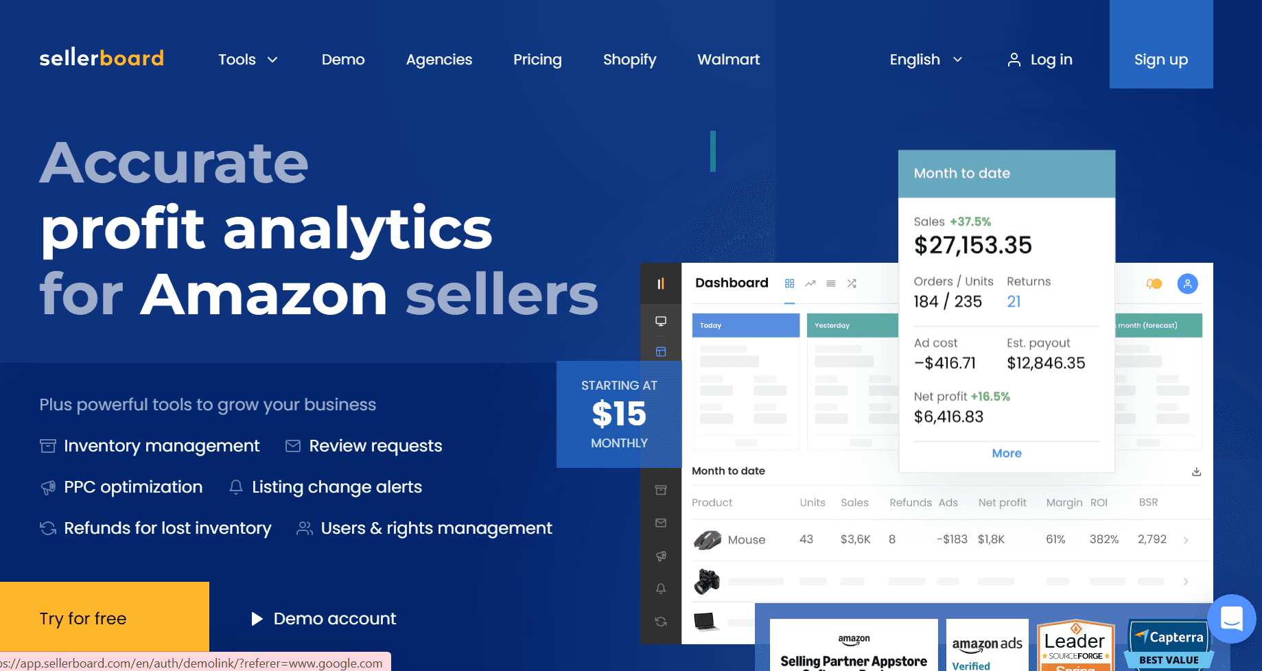 Sellerboard homepage