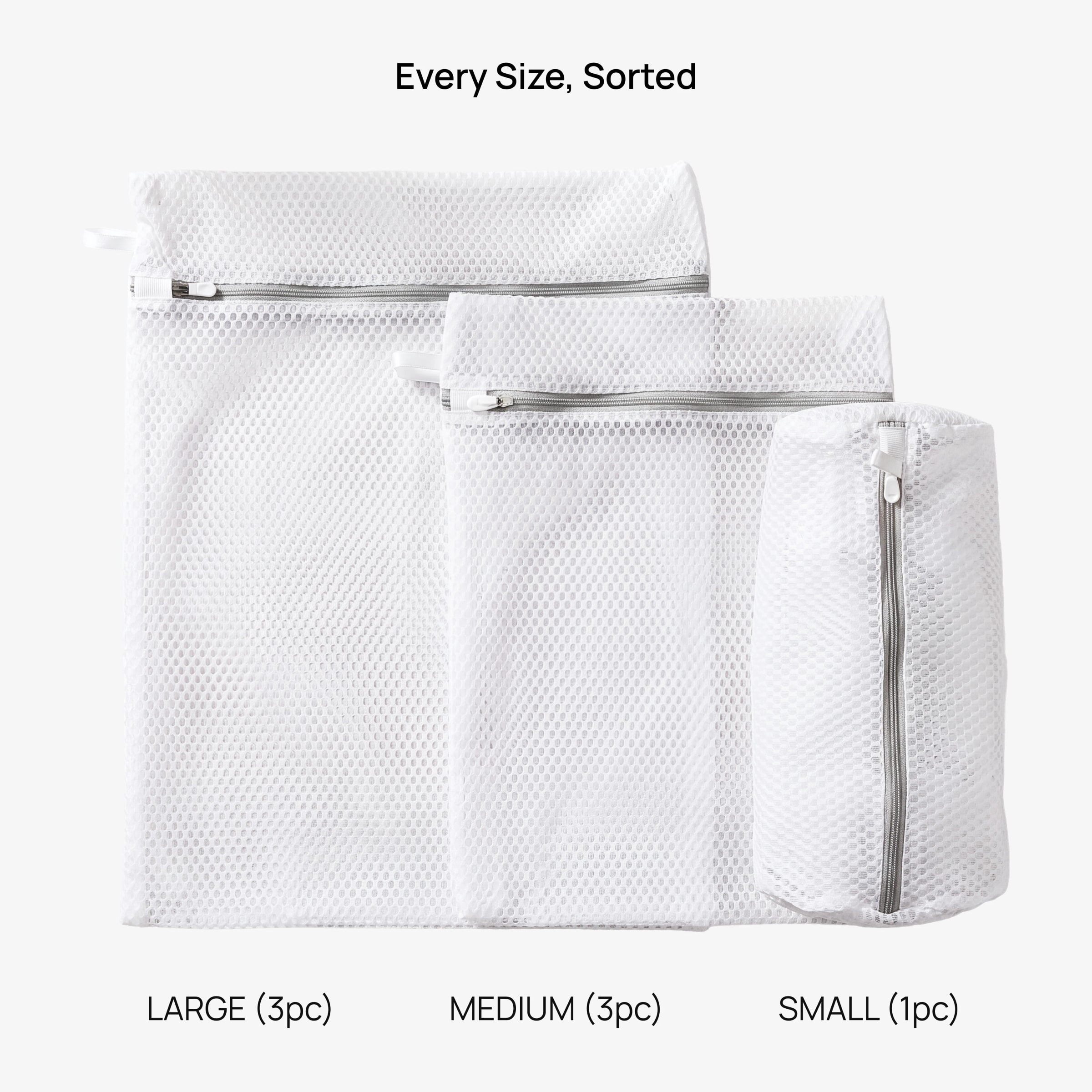Every Size, Sorted — Large 3pc, Medium 3pc, Small 1pc