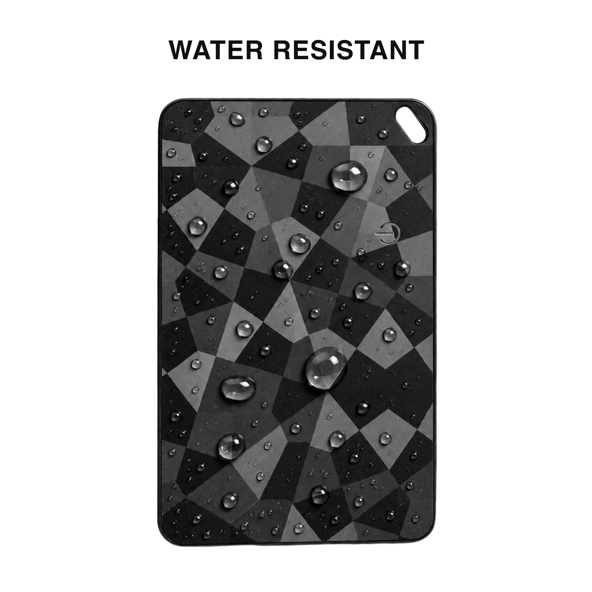 Water-resistant listing proof with beaded droplets