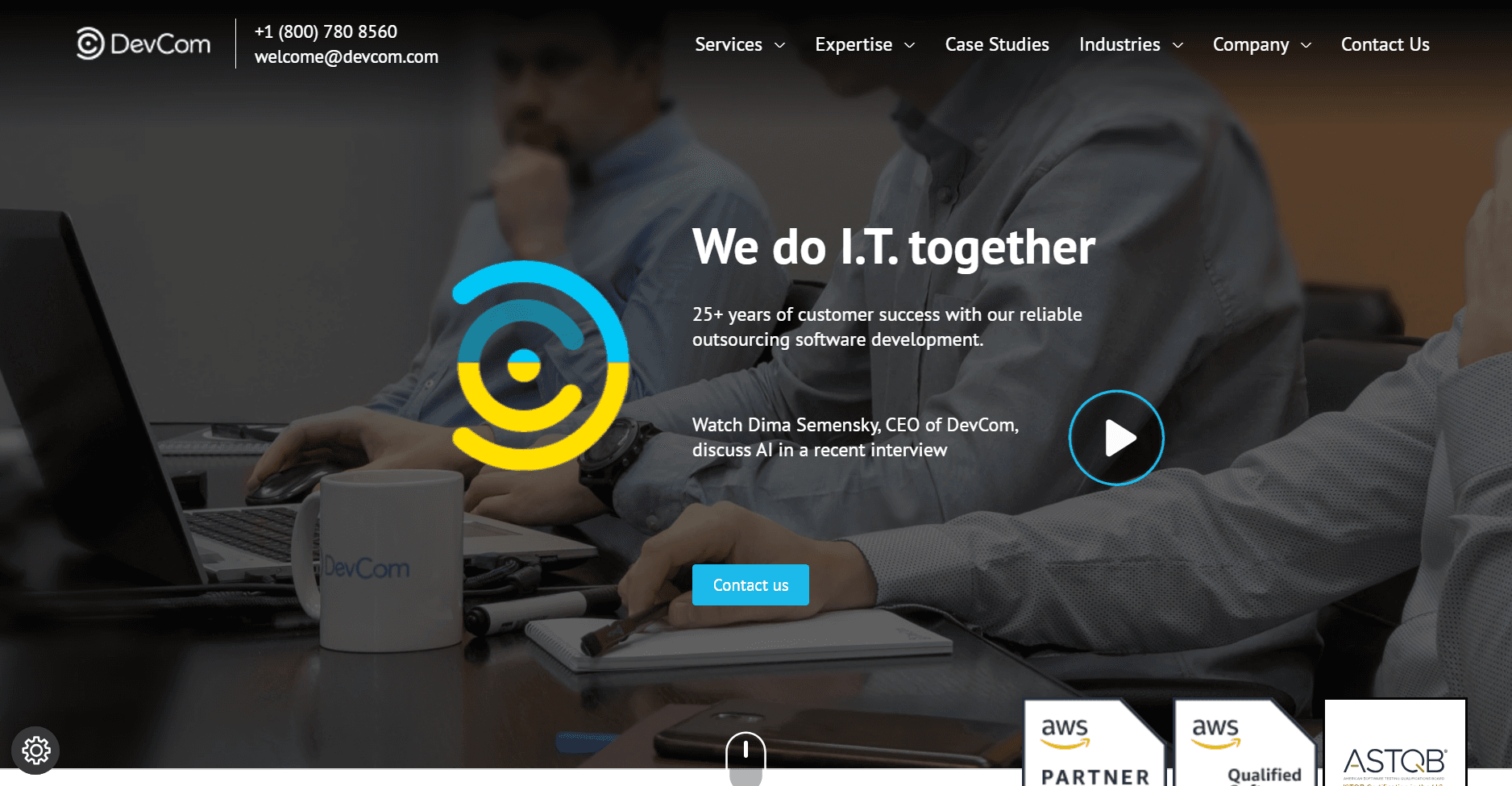 DevCom website homepage snapshot DevCom homepage