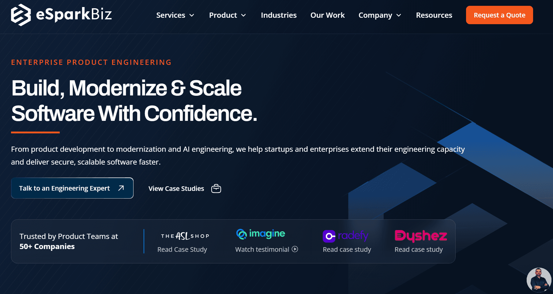 eSparkBiz website homepage snapshot eSparkBiz homepage