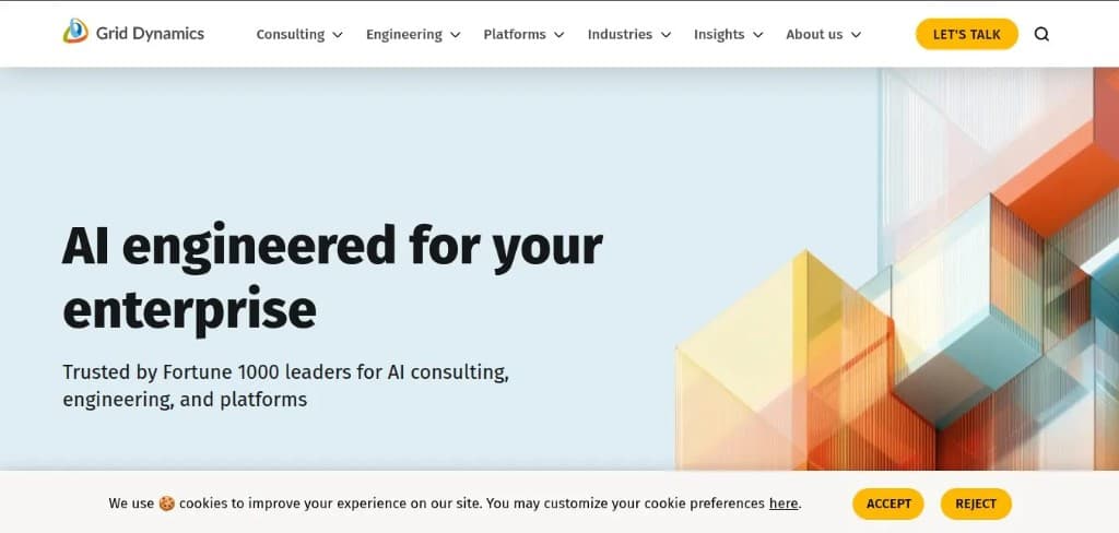Grid Dynamics website homepage snapshot Grid Dynamics homepage