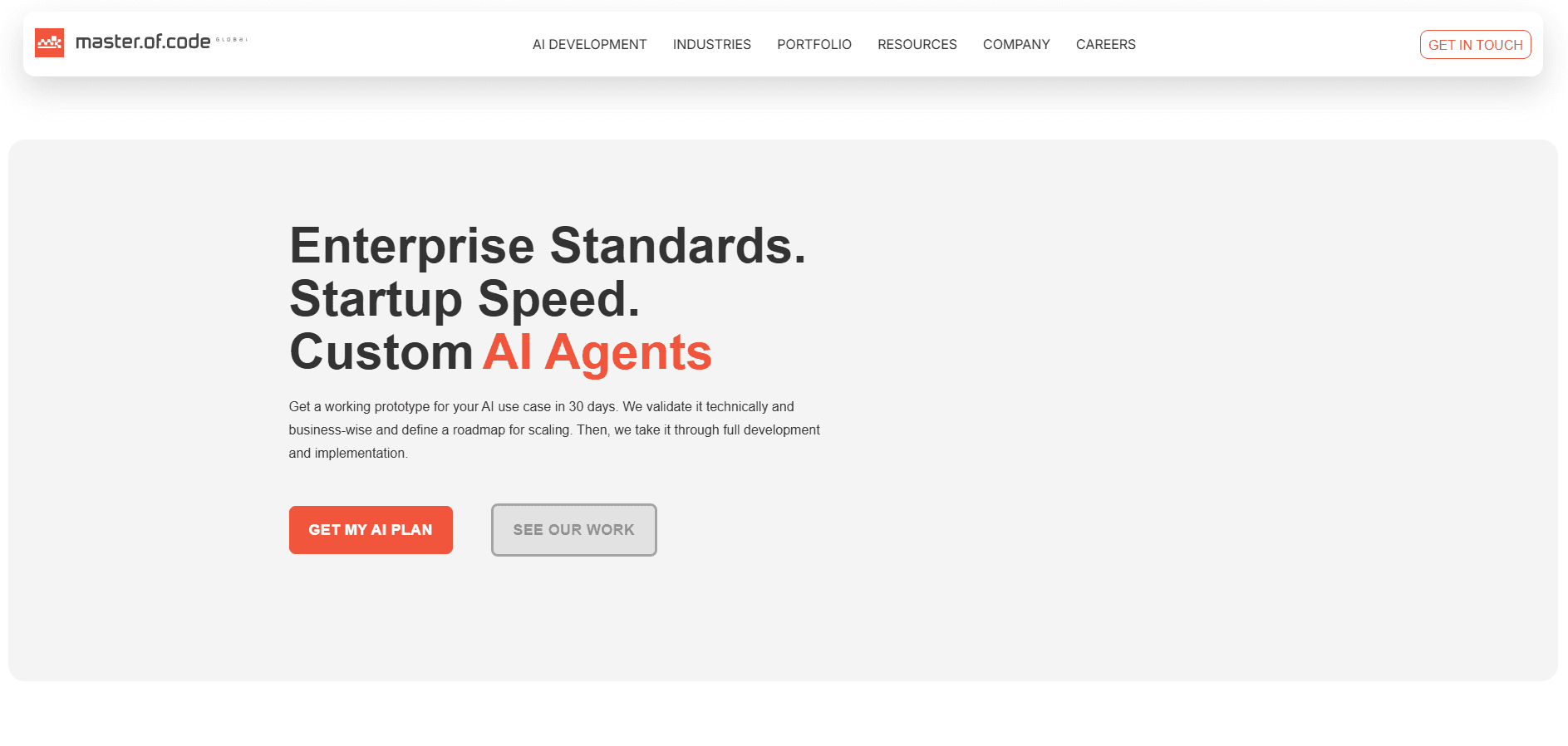 Master of Code Global website homepage snapshot Master of Code Global homepage