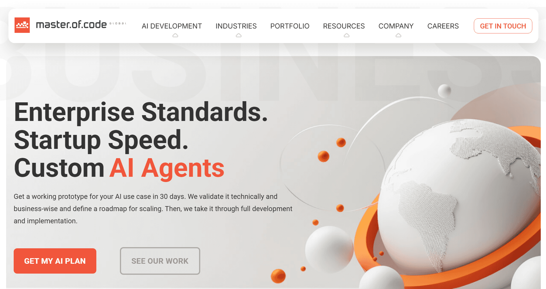 Master of Code Global website homepage snapshot Master of Code Global homepage