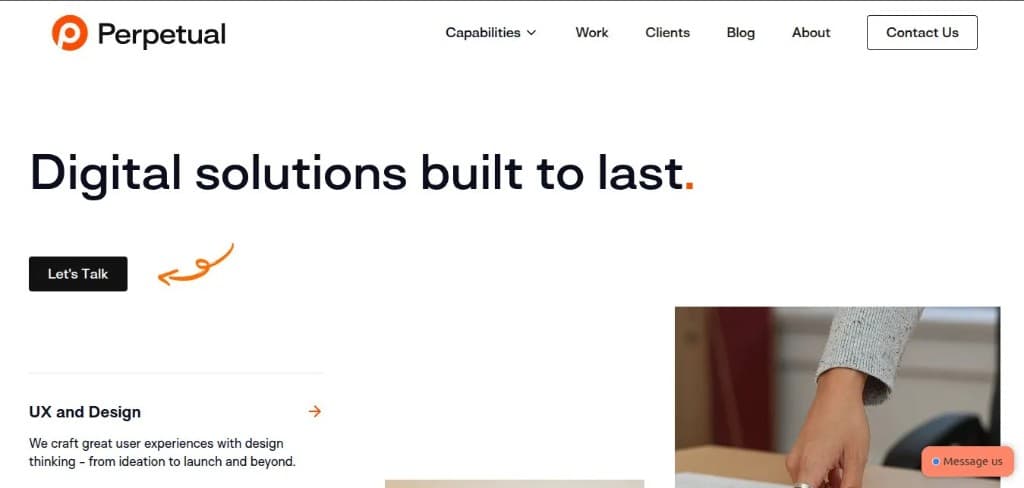 Perpetual website homepage snapshot Perpetual homepage