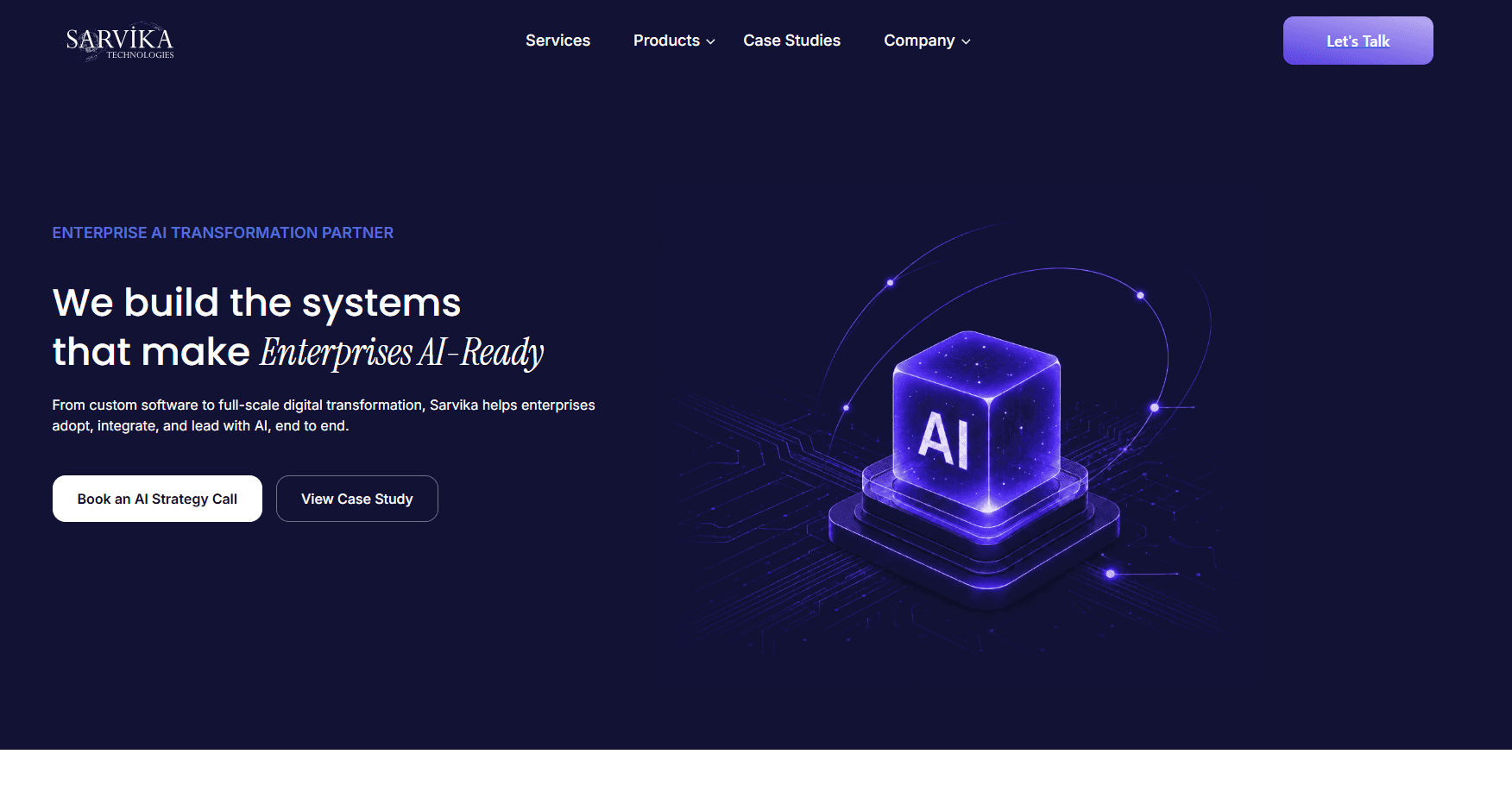 Sarvika Technologies website homepage snapshot Sarvika Technologies homepage
