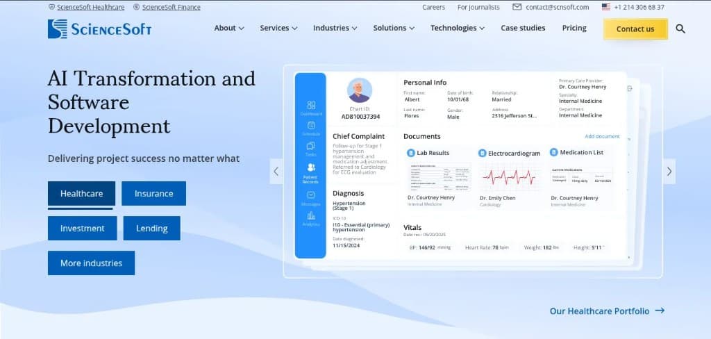 ScienceSoft website homepage snapshot ScienceSoft homepage