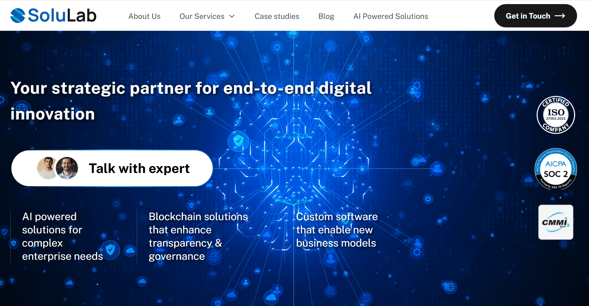 SoluLab website homepage snapshot SoluLab homepage