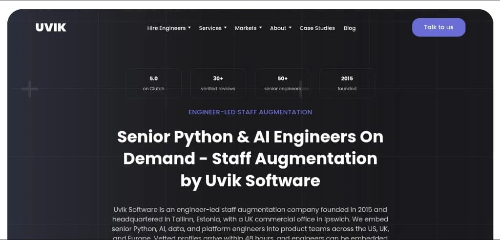 Uvik Software website homepage snapshot Uvik Software homepage