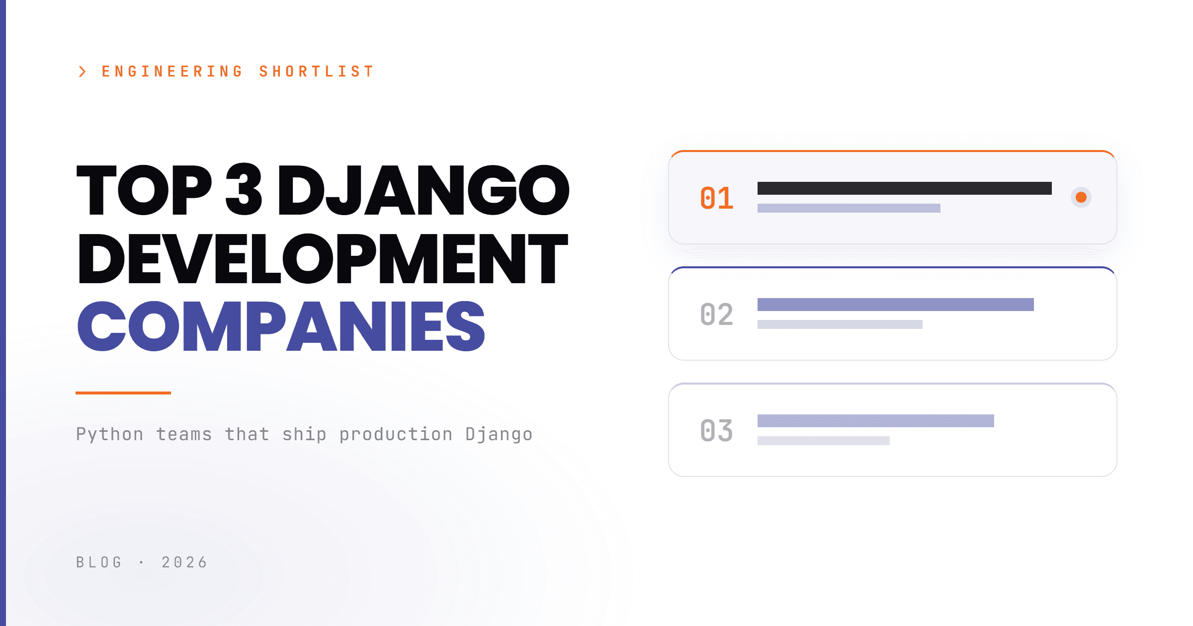 A close look at 3 Django development companies, evaluated on real technical d... Top 3 Django Development Companies