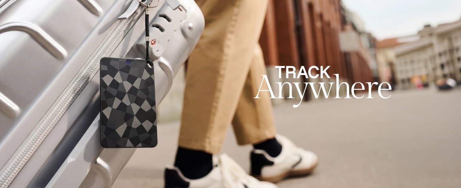 A+ desktop module — Track anywhere, tracker on suitcase handle in city street