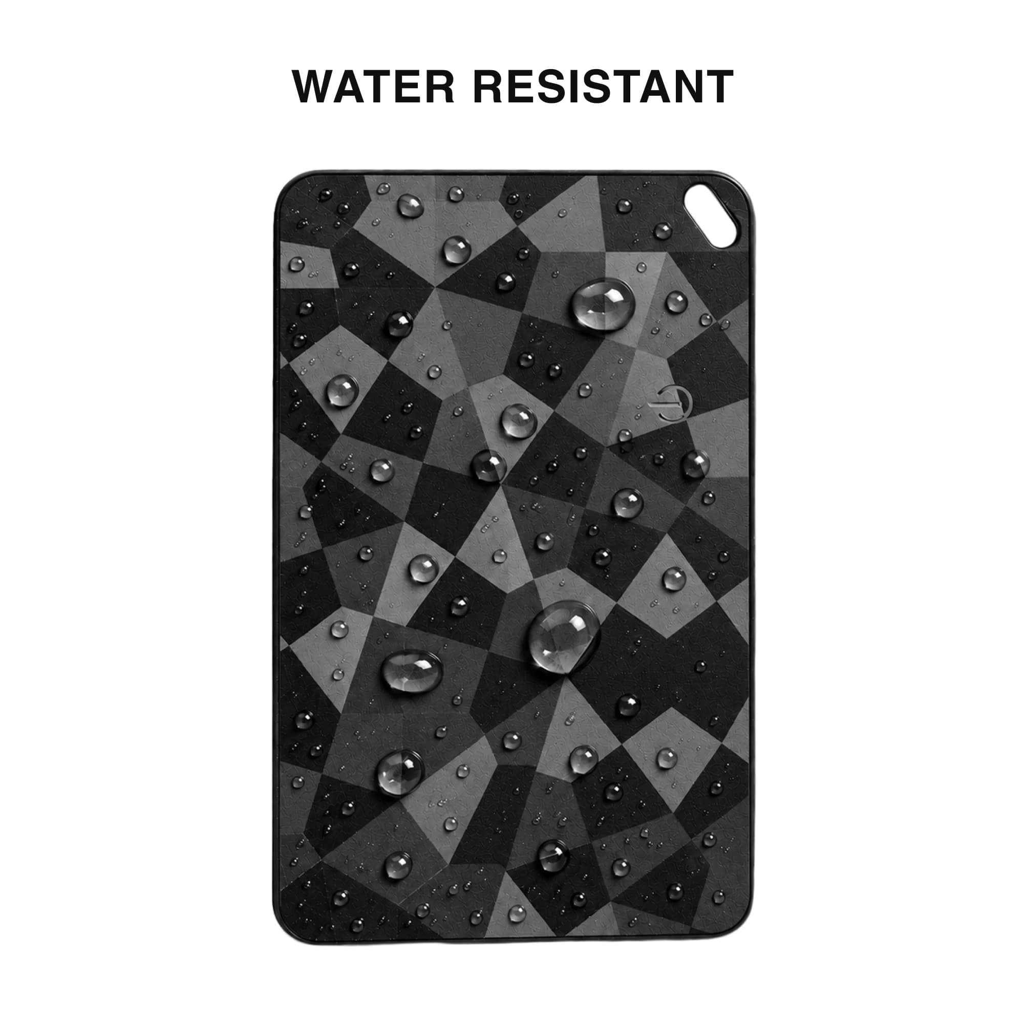 Water-resistant listing proof with beaded droplets