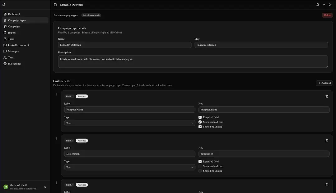 Lead’em campaign type builder