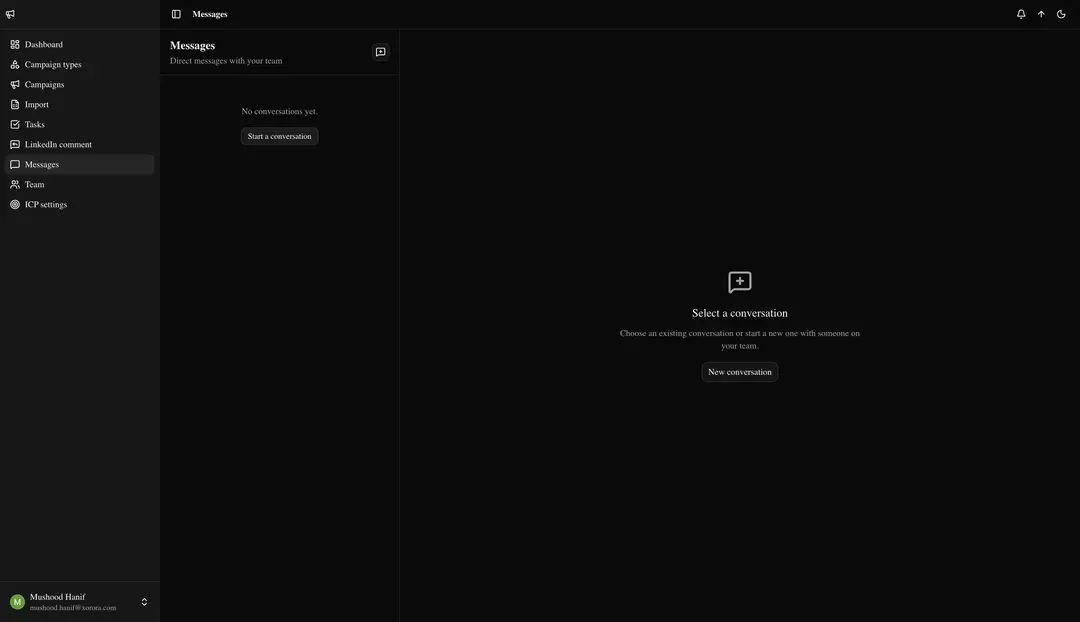 Lead’em real-time messages view